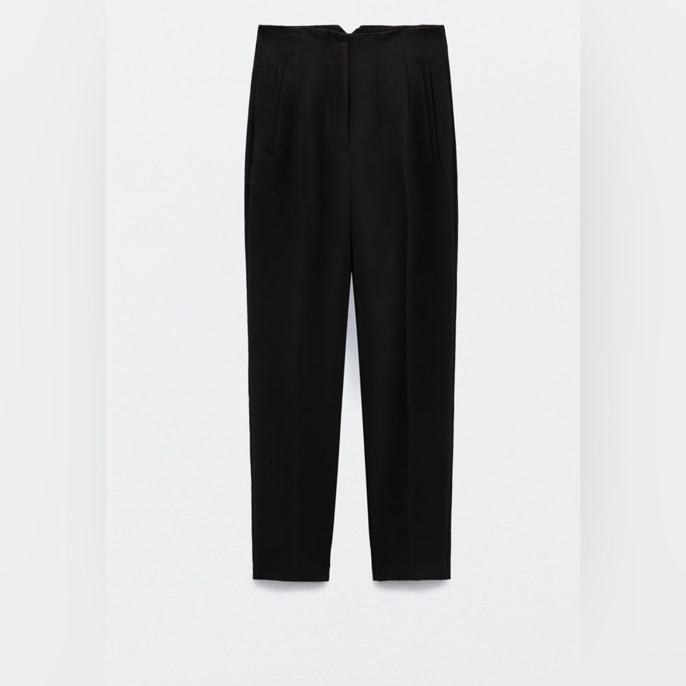 Zara navy High-Waist Tailored Trousers